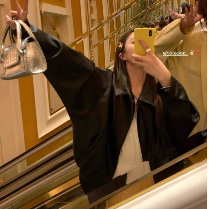 Dame skinnjakke i oversized stil med fashionable detaljer Skjora