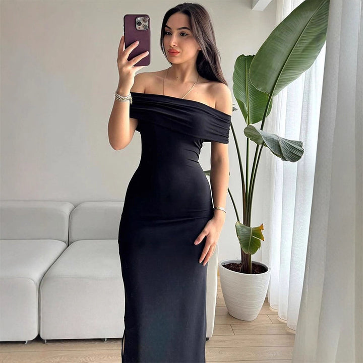 Dame Off-Shoulder Maxikjole med raffinerte volanger detaljer Skjora