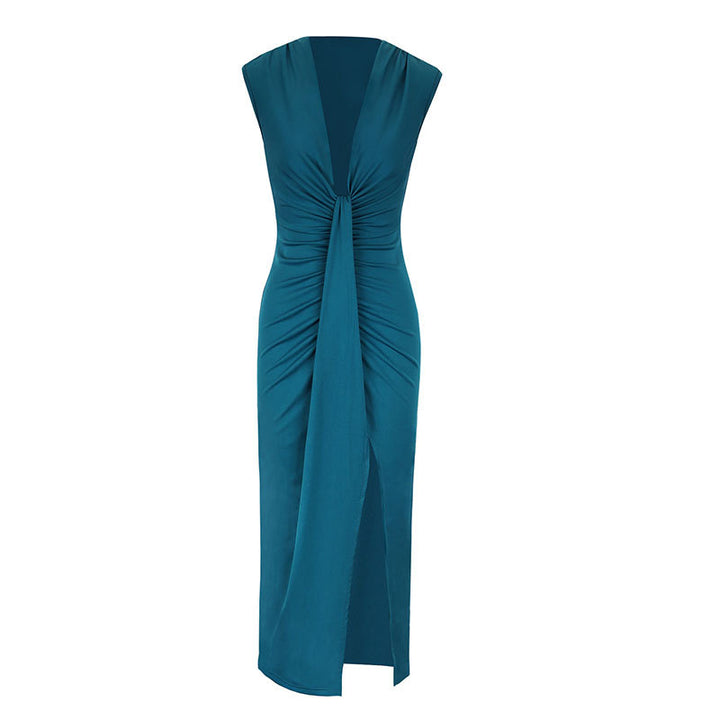 Dame Maxikjole med elegant Drapé Skjora