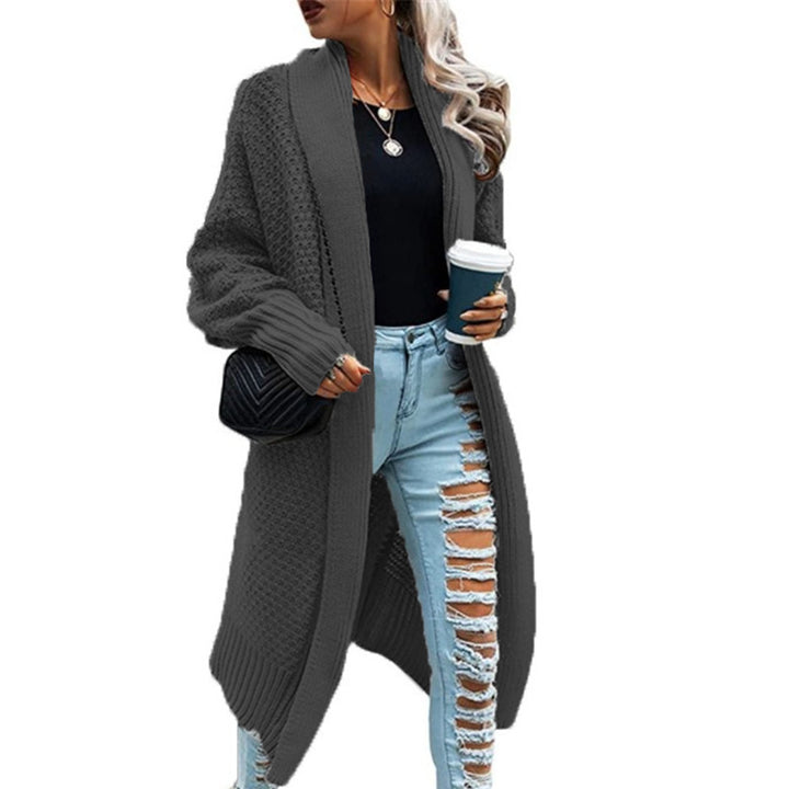 Dame Chunky Strikket Cardigan med Ledig Passform og Elegant Stikk Struktur Skjora