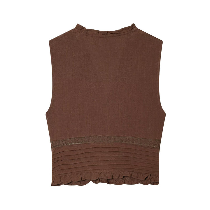 Dame bluse skjorte med fin drapering og dekorative knappedetaljer Skjora