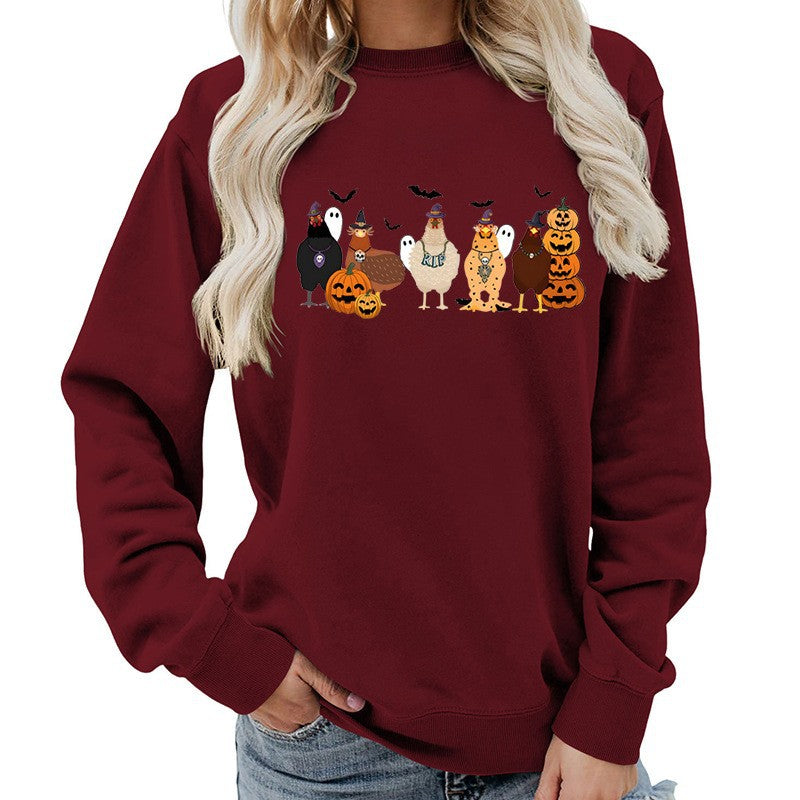 Dame sweatshirt med muntert Halloween-motiv Skjora