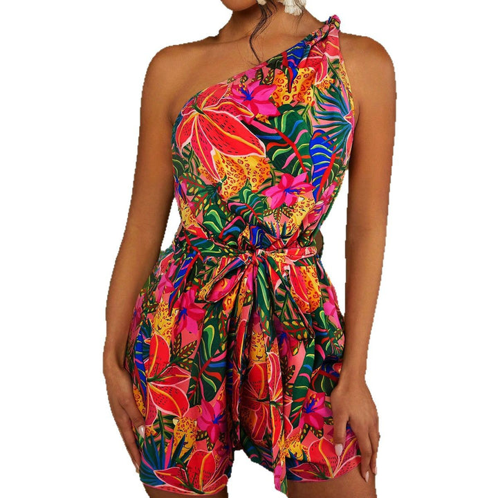 Damer Étt-skulder Playsuit med blomstermønster og midjebelte Skjora