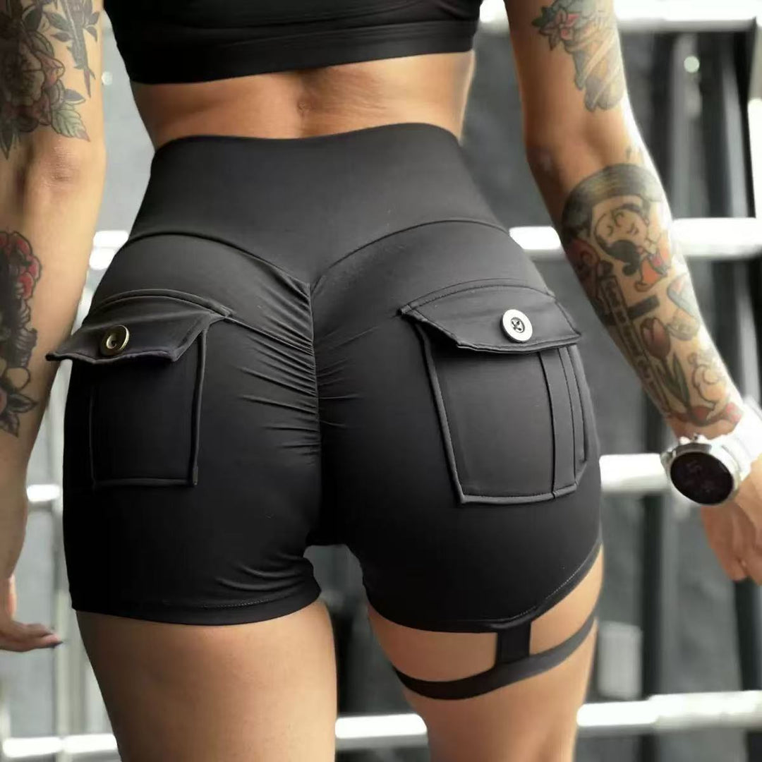 Dame sporty shorts med dekorative lommer og elastisk linning Skjora