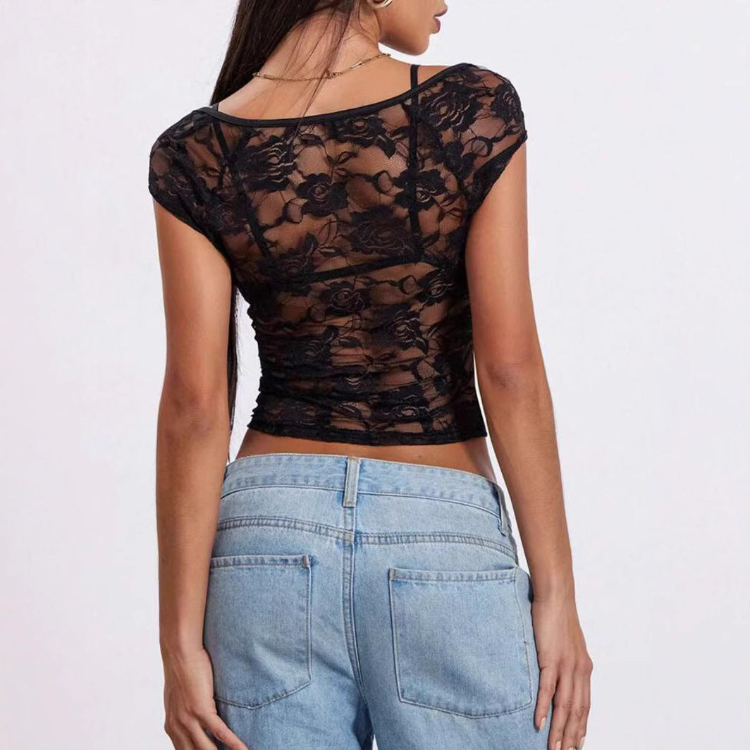 Dame spisse topp med side cut-out og dekorative detaljer Skjora