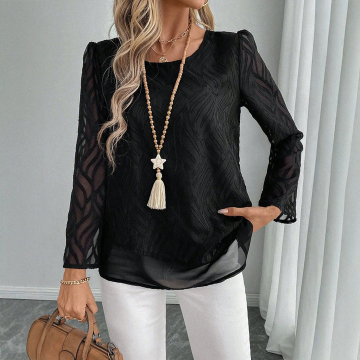 Damer Elegant Transparent Bluse med Bølge Mønster Skjora
