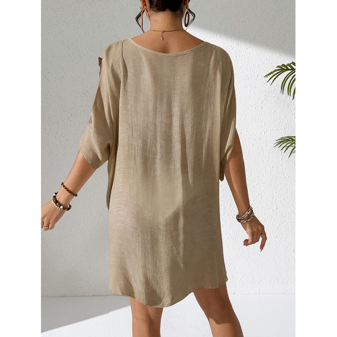 Damen Kaftan mit tiefem V-Ausschnitt und zurückgezogenem Design Skjora