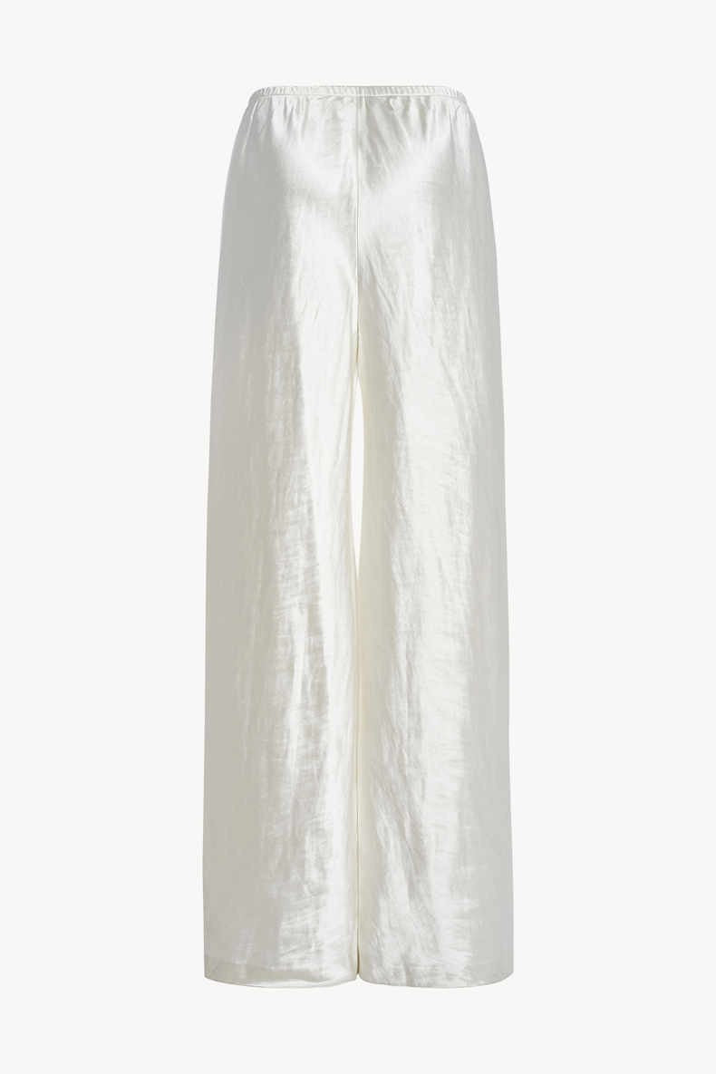 Dame Elegant og flytende høy midje bukser laget av høykvalitets satin Skjora