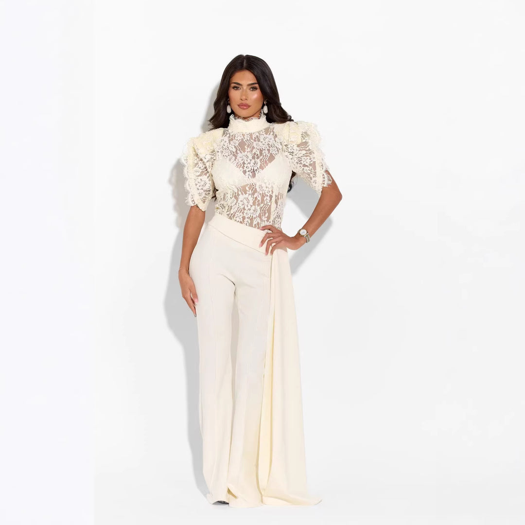 Dame Elegant Flared-Bukser med sidelangs Draperingseffekt Skjora