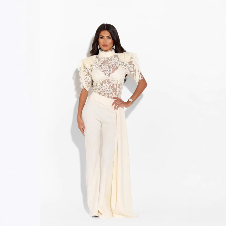 Dame Elegant Flared-Bukser med sidelangs Draperingseffekt Skjora