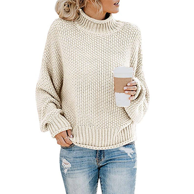 Dame chunky strikket turtleneck genser med en avslappet passform Skjora