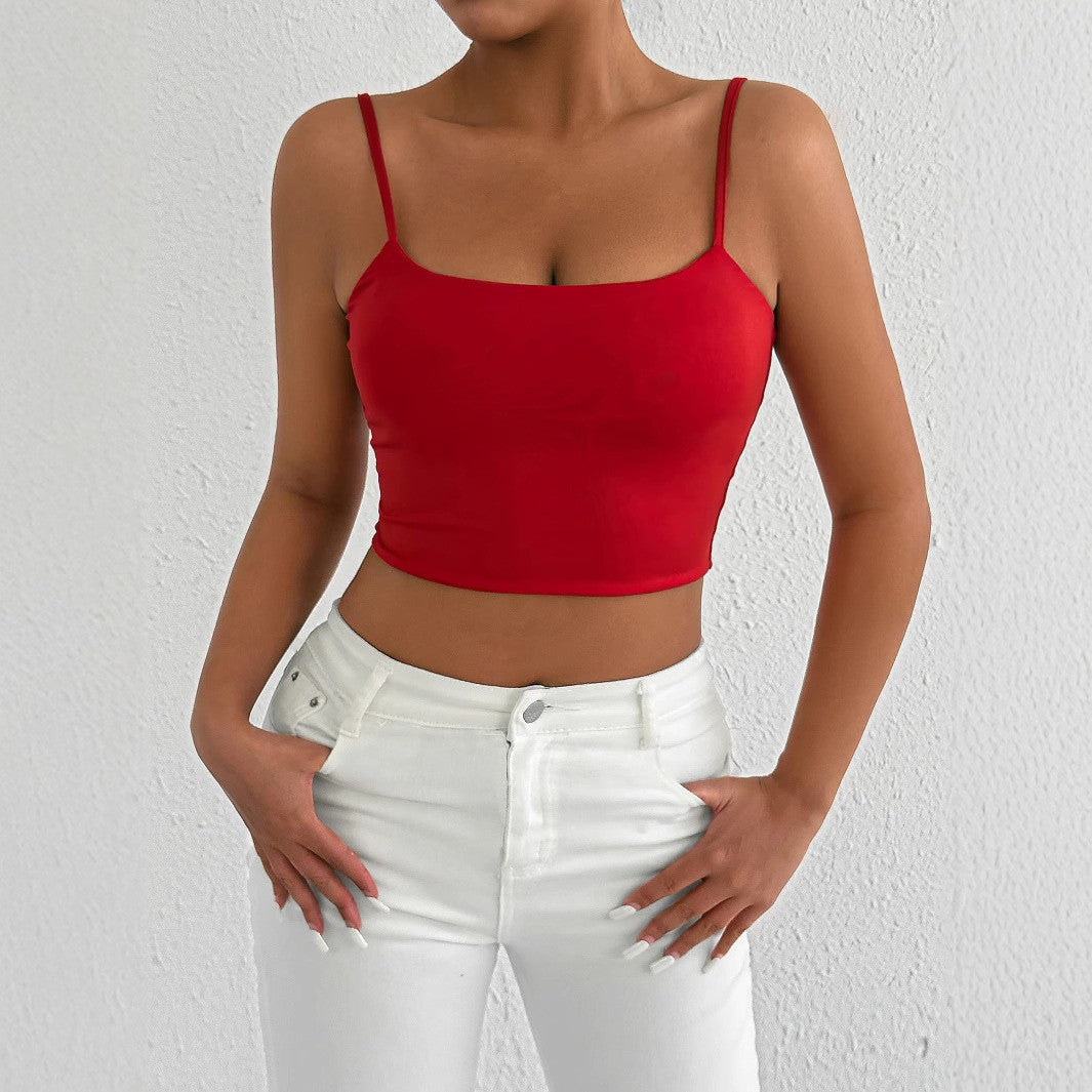 Dame Crop-Top med justerbare spaghetti-stropper og figurnær passform Skjora
