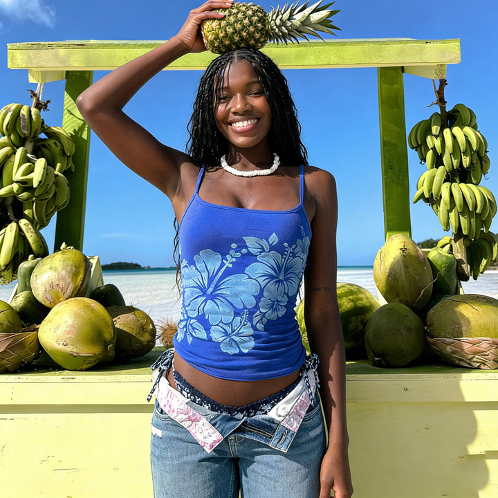 Women's Spaghetti Strap Top with Floral Design Skjora