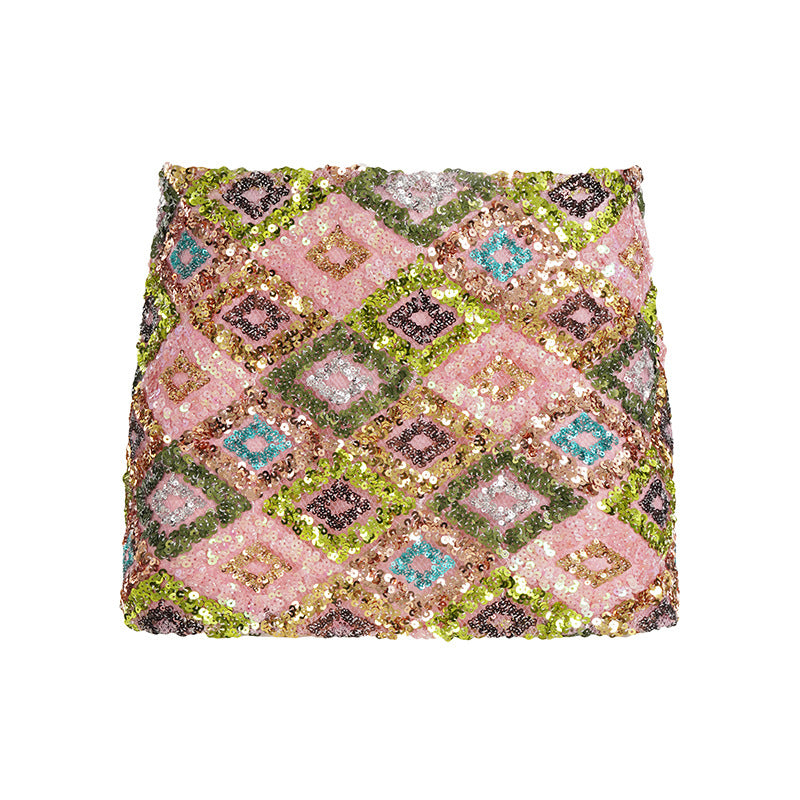 Damer elegant paljettsokk med geometrisk design Skjora