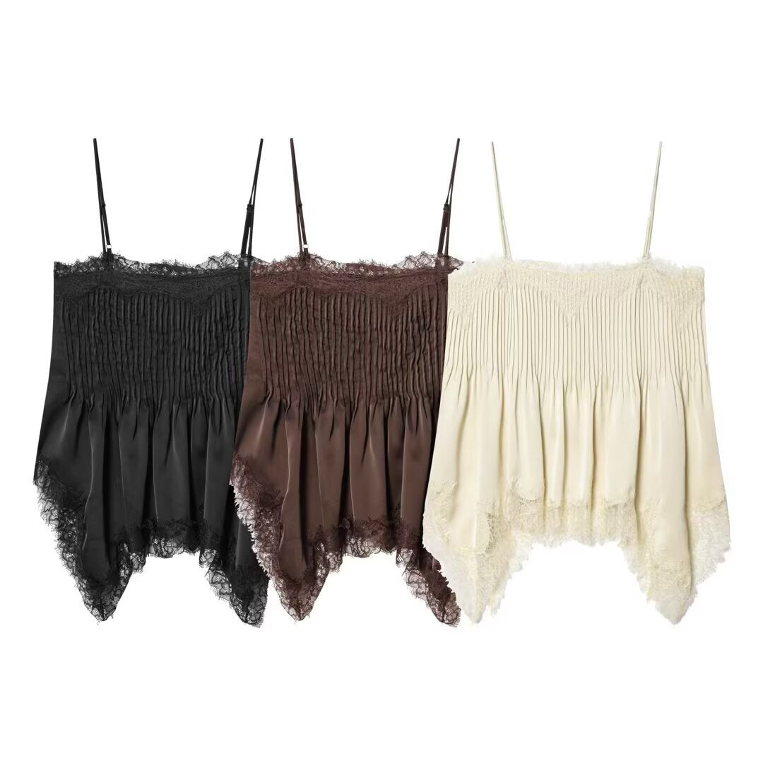 Dame blonde cami med elastisk detalj og flytende snitt Skjora
