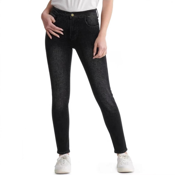 Dame Skinny Jeans i moderne Used-Look med høy midje og elastisk stretch Skjora