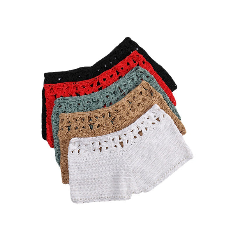 Damen Häkel-Shorts mit floralem Bund Skjora