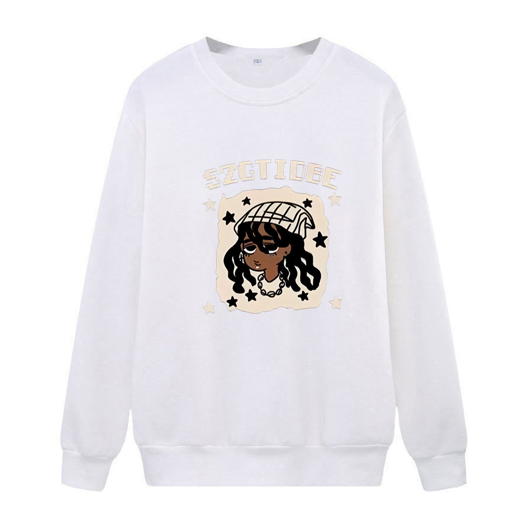 Dame casual genser med kunstnerisk trykk Skjora