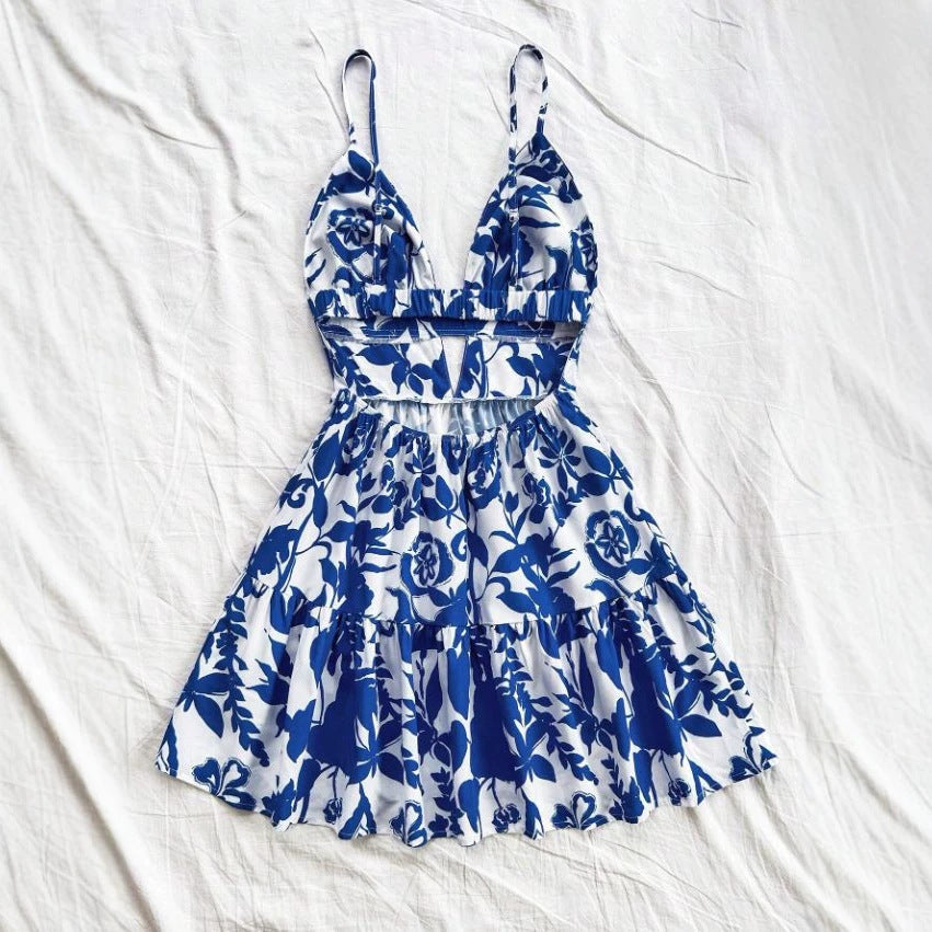Dame sommerkjole med leken babydoll-snitt og blomsterdesign Skjora