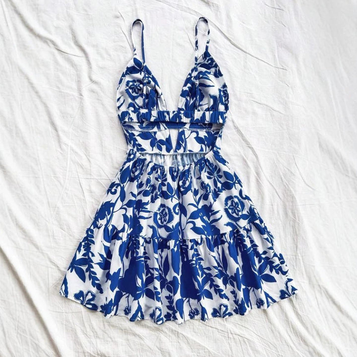 Dame sommerkjole med leken babydoll-snitt og blomsterdesign Skjora