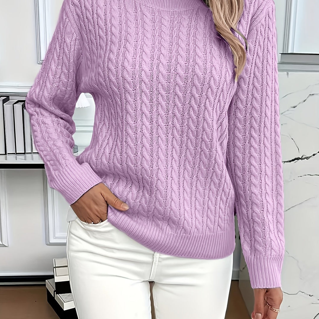 Women's Knitted Sweater with Elegant Cable Design Skjora