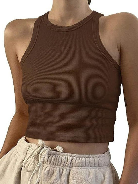 Damer sporty crop-top med elastisk ribbedesign Skjora