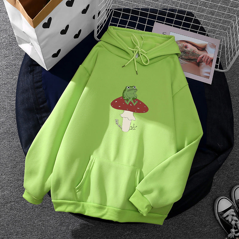 Kvinne hoodie med unikt frosk motiv Skjora