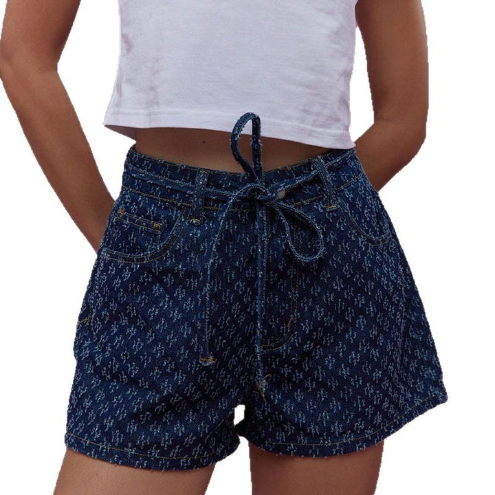 Dame denim shorts med justerbar midje og trendy snitt
