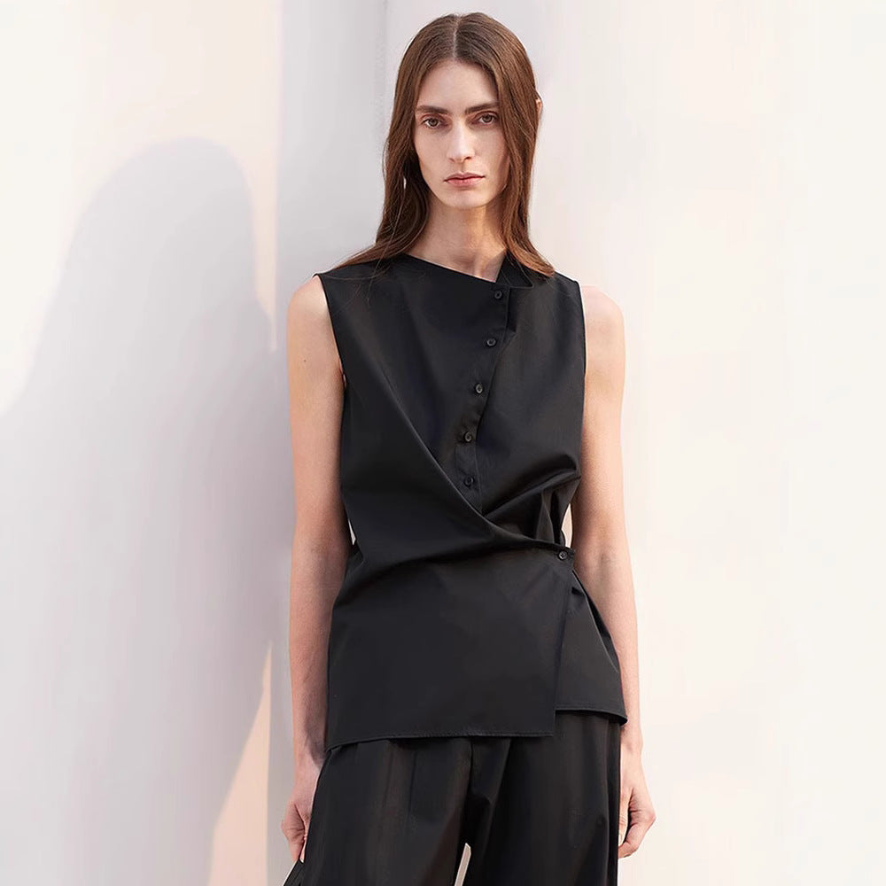 Dame Elegant ermeline skjorte med asymmetrisk snitt Skjora