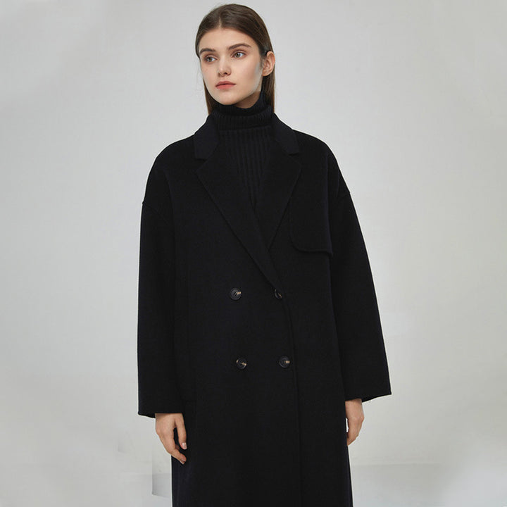 Damer Elegante og klassiske lang ullkåpe Skjora