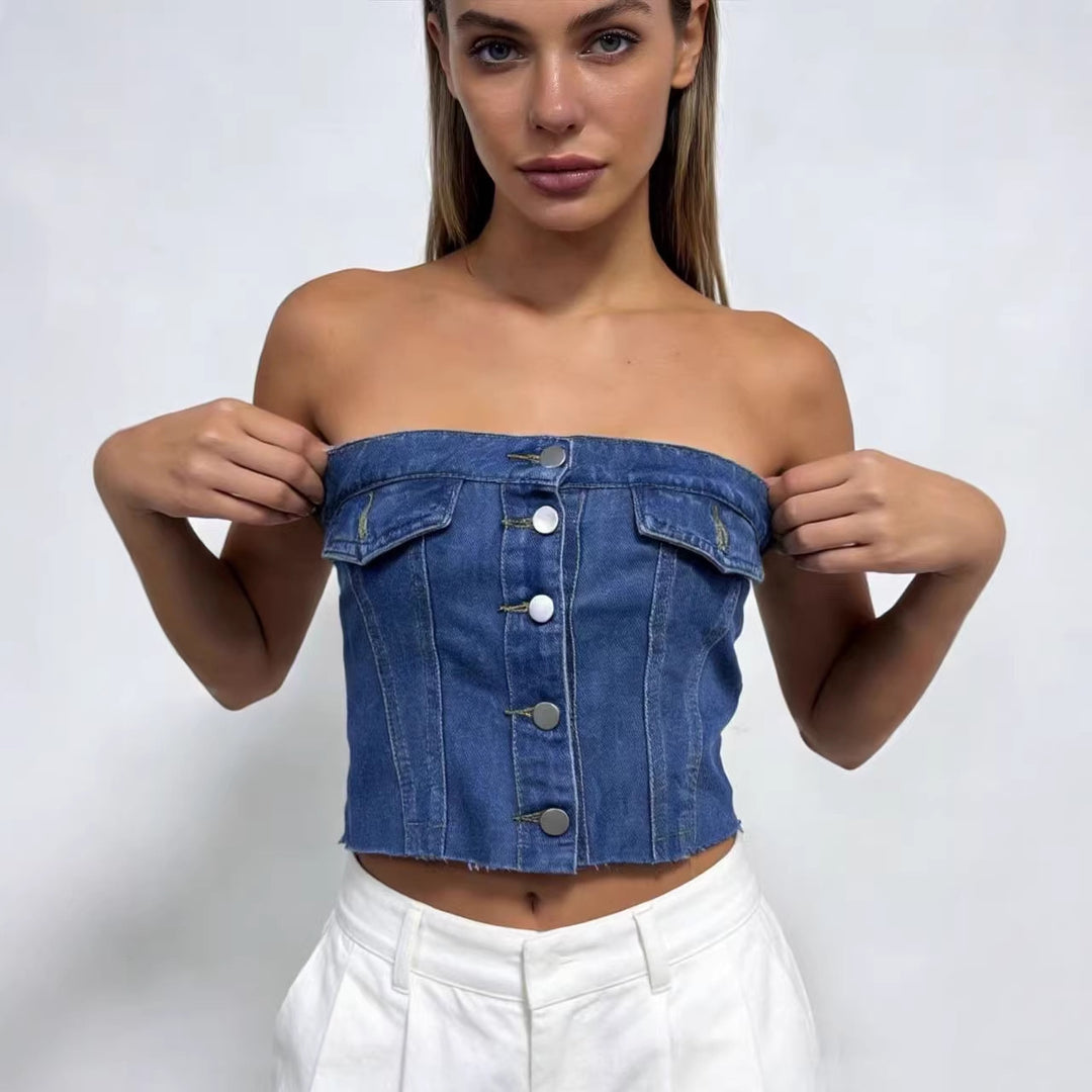 Dame Jeans Bustier Top Skjora