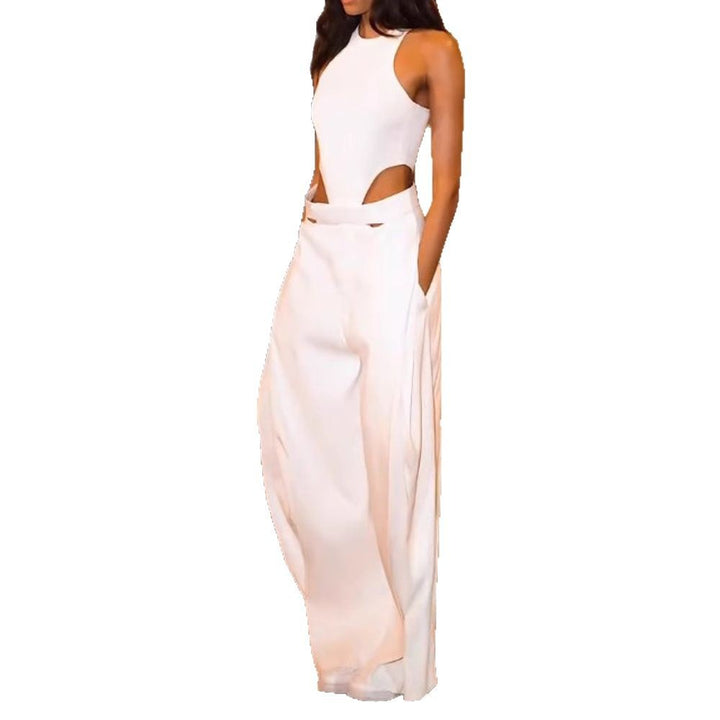 Dame Elegant Cut-Out Jumpsuit med Høyt Liv Skjora
