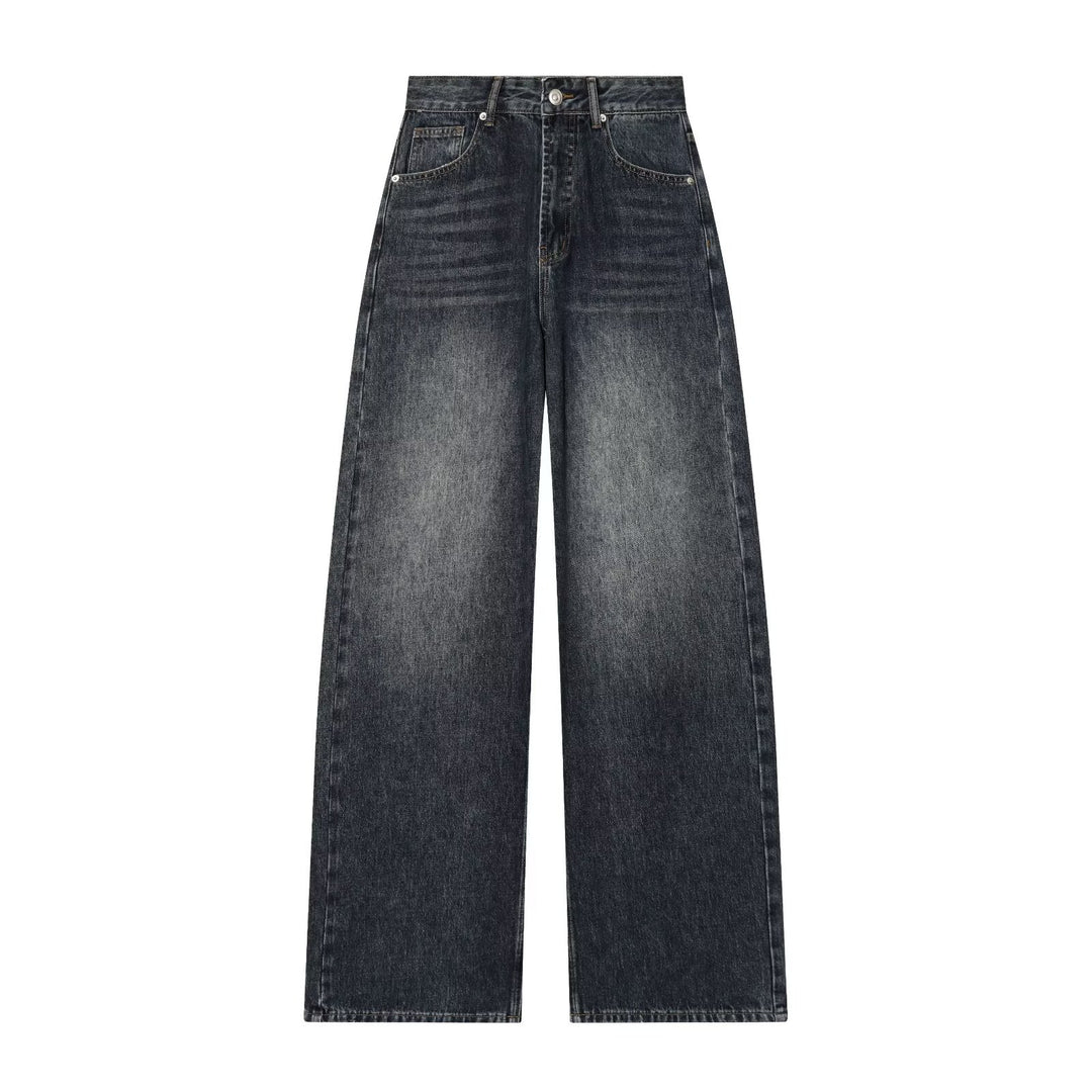 Women's Vintage High Waist Wide Leg Jeans with Authentic Denim Skirt