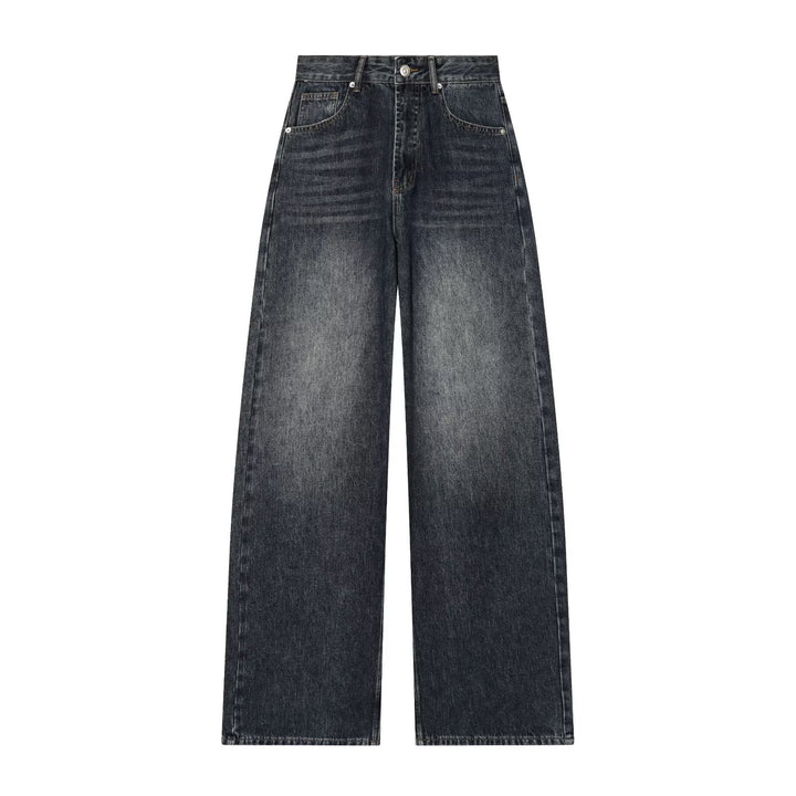 Women's Vintage High Waist Wide Leg Jeans with Authentic Denim Skirt