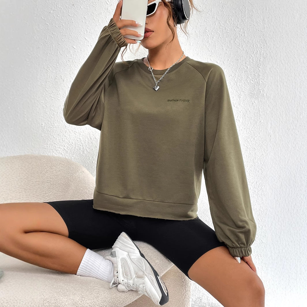 Dames uformell raglan sweatshirt med elastiske mansjetter og minimalistisk design Skjora