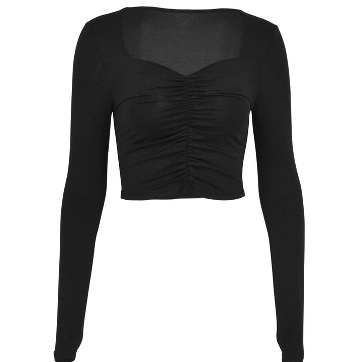 Dame Crop-Top med raffinerte rynkeeffekter Skjora