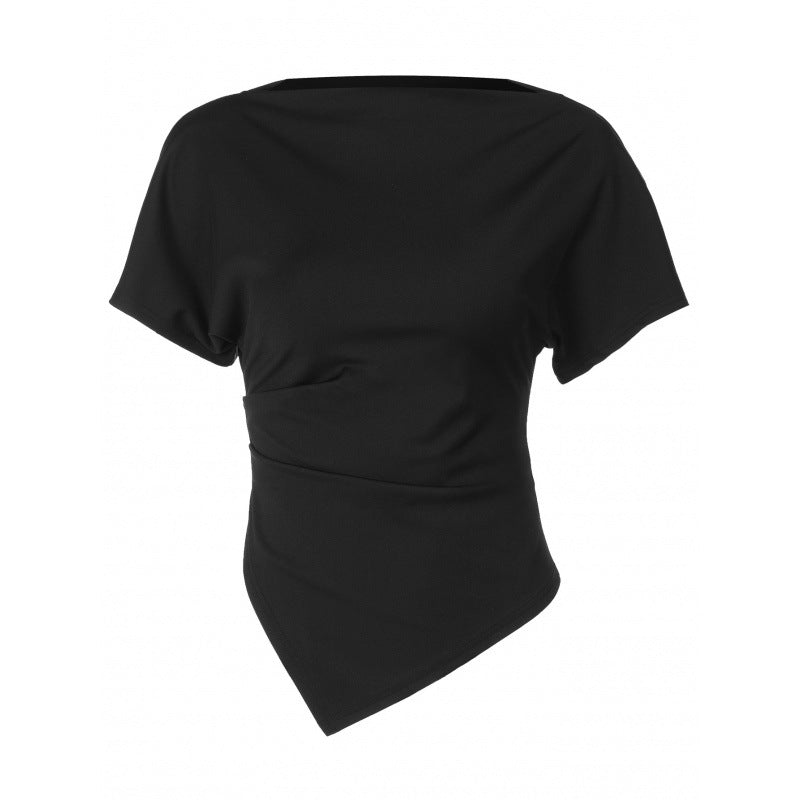 Dame Trendy topp med asymmetrisk kant og figurformende snitt Skjora