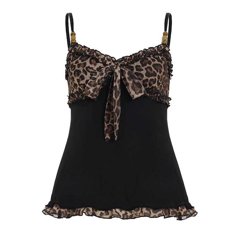 Damer Lekent leopardtop med feminine volangdetaljer Skjora