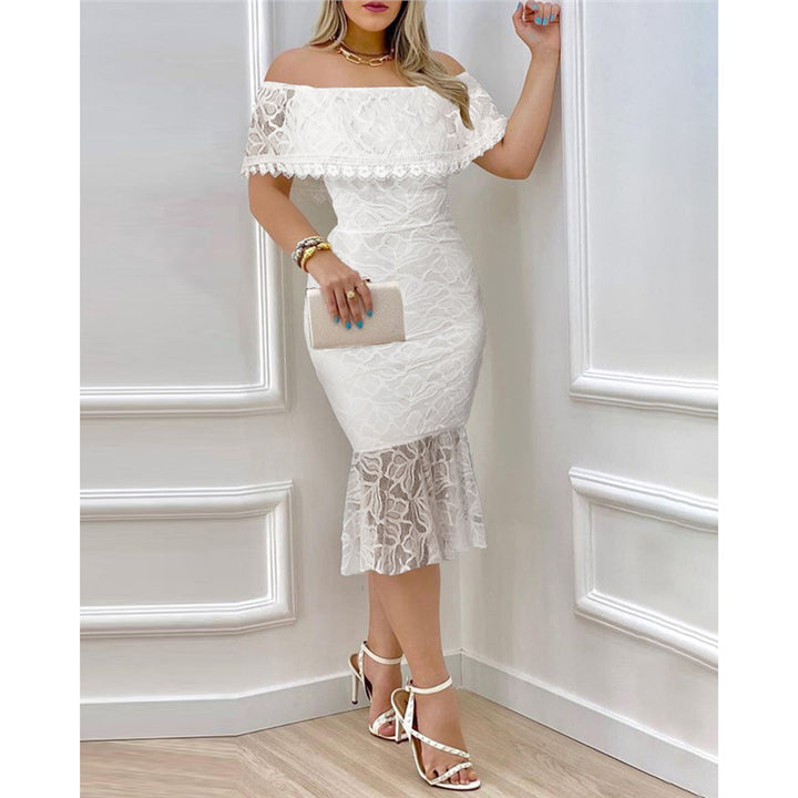 Dame Off-Shoulder Spisskjole med voluminøst falm Skjora