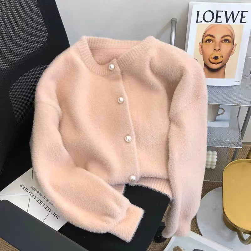Damer fluffy lang genser med moderne snitt og rund hals Skjora