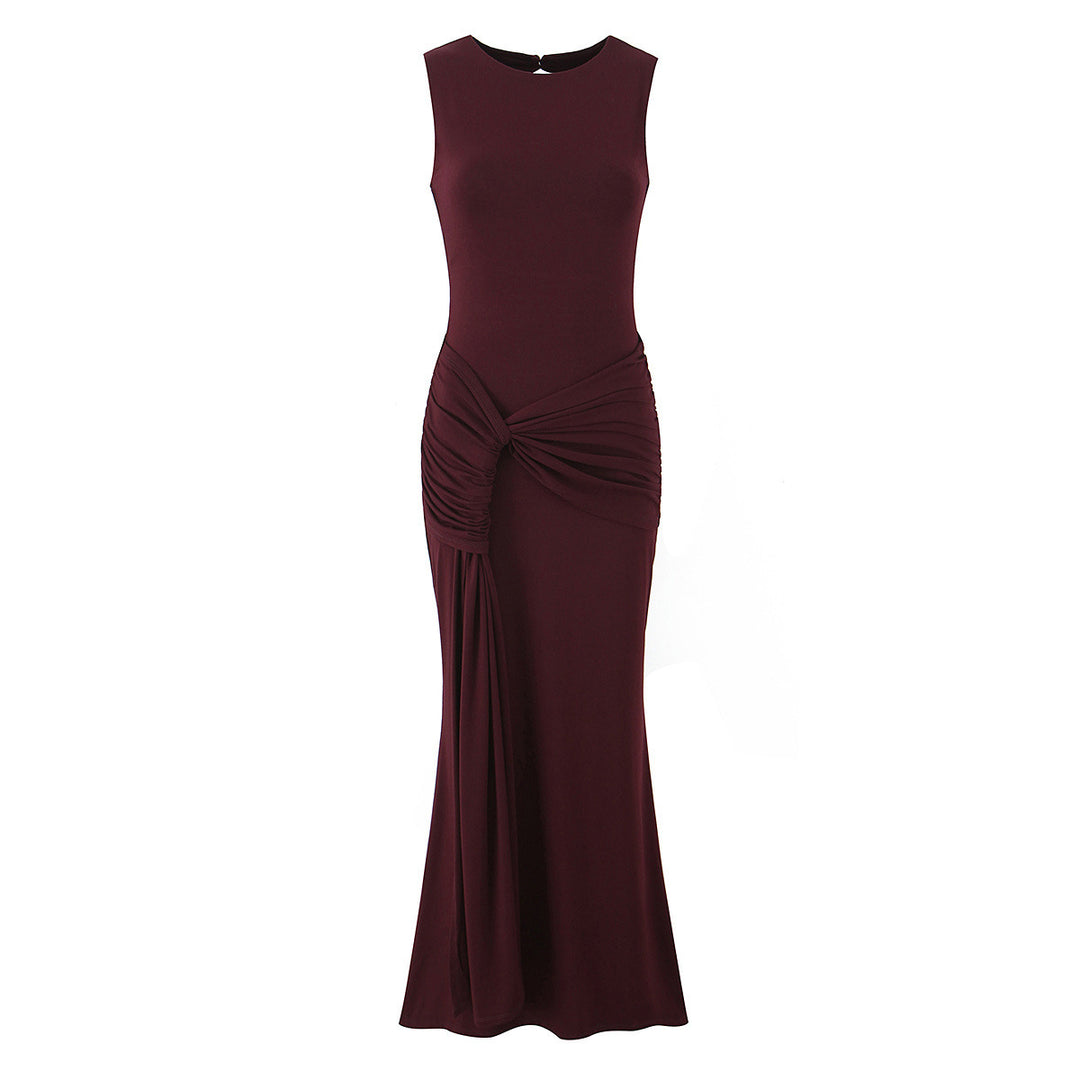 Women's maxi dress with sophisticated draping and elegant back cutout Skjora