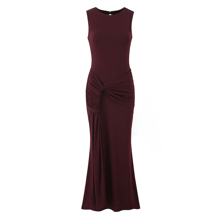 Women's maxi dress with sophisticated draping and elegant back cutout Skjora