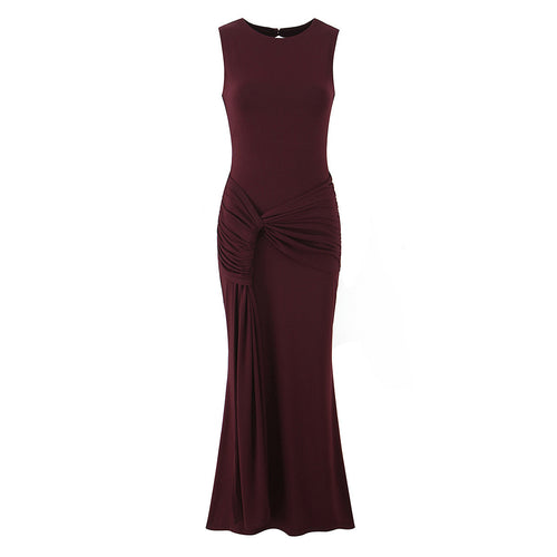 Women's maxi dress with sophisticated draping and elegant back cutout Skjora