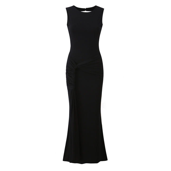 Women's maxi dress with sophisticated draping and elegant back cutout Skjora