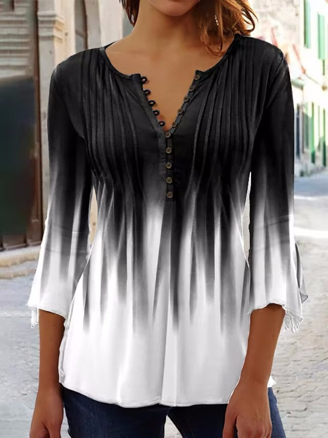 Damers fashion tunika topp med elegante knappdetaljer Skjora