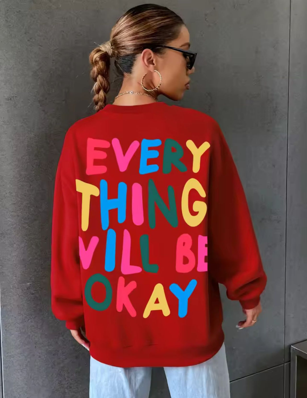 Dame sweatshirt med fargerik skrift Skjora