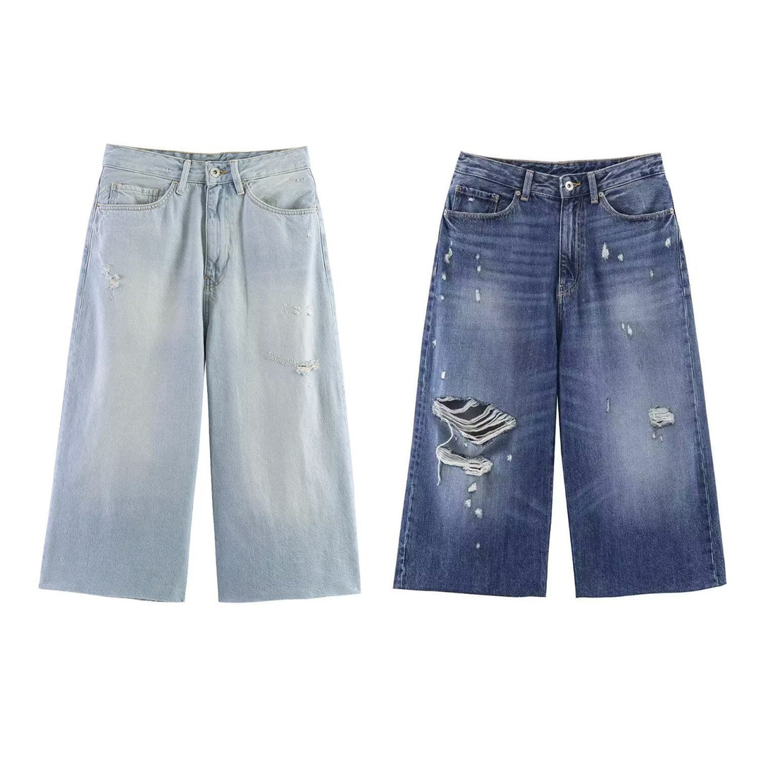 Damer løstsittende jeans i avslappet destroyed-design Skjora