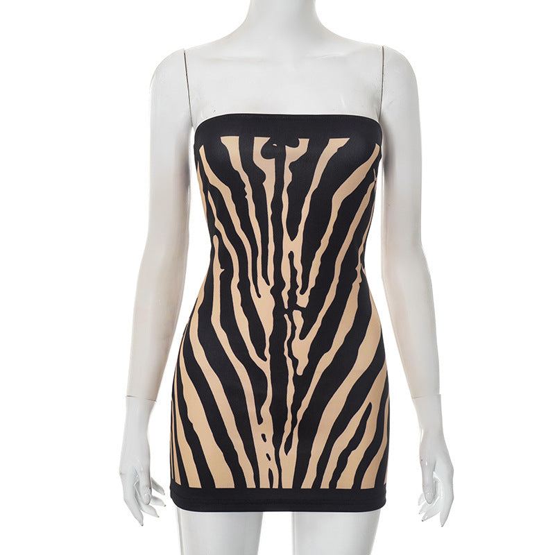 Damer Figurtilpasset Bandeau Kjole i Zebra-design Skjora