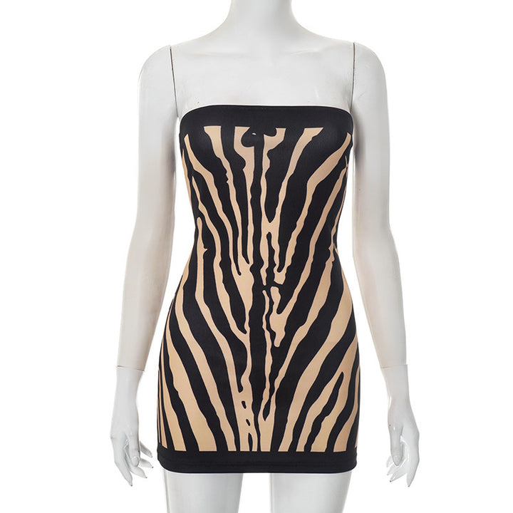 Damer Figurtilpasset Bandeau Kjole i Zebra-design Skjora