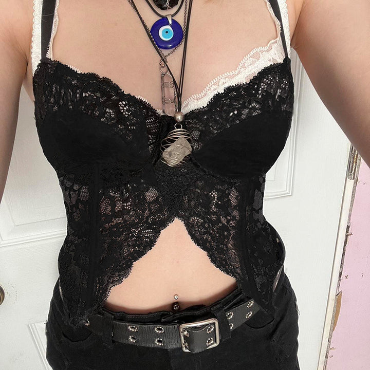 Dame spiss-bustier med blomsterdesign og justerbare stropper Skjora